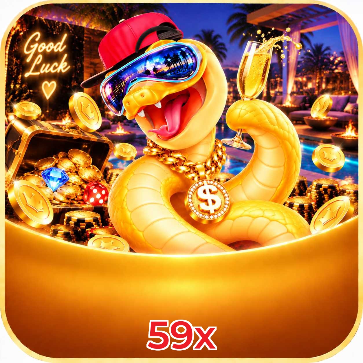 App 59x com catálogo premium, PIX e suporte 24/7